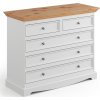 Komoda Belluno Elegante s 5 šuplíky, dekor bílá | borovice, masiv, borovice
