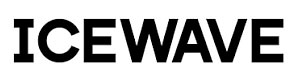Logo značky ICEWAVE Powered by Voopoo – výrobce e-liquidů s nikotinovou solí pro elektronické cigarety