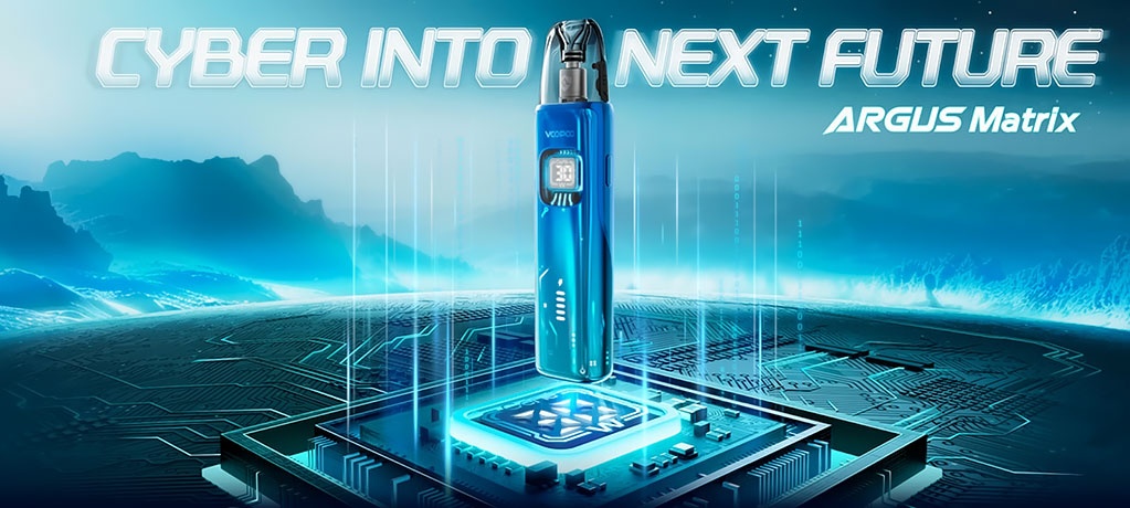 VooPoo Argus Matrix futuristický design s curved full screen displejem a cyber osvětlením