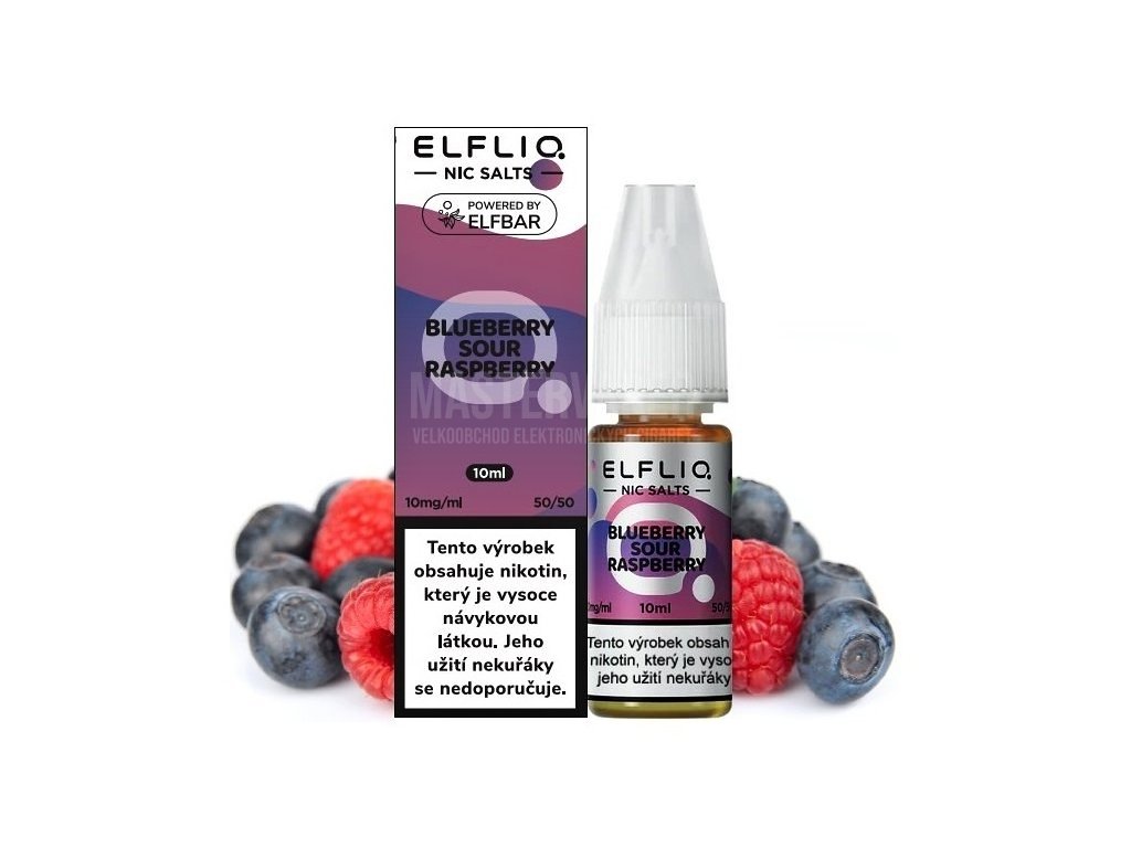 Elf Bar Elfliq - Salt e-liquid - Blueberry Sour Raspberry - 10ml - 10mg, produktový obrázek.