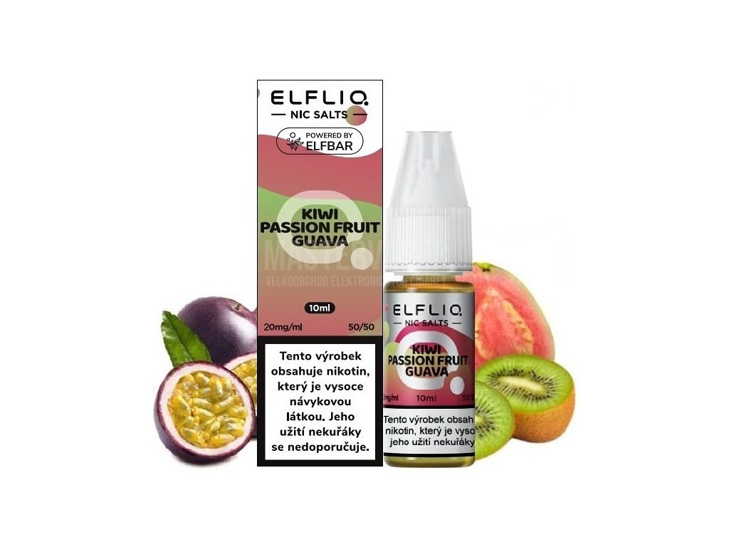 Elf Bar Elfliq - Salt e-liquid - Kiwi Passion Fruit Guava - 10ml - 20mg, produktový obrázek.