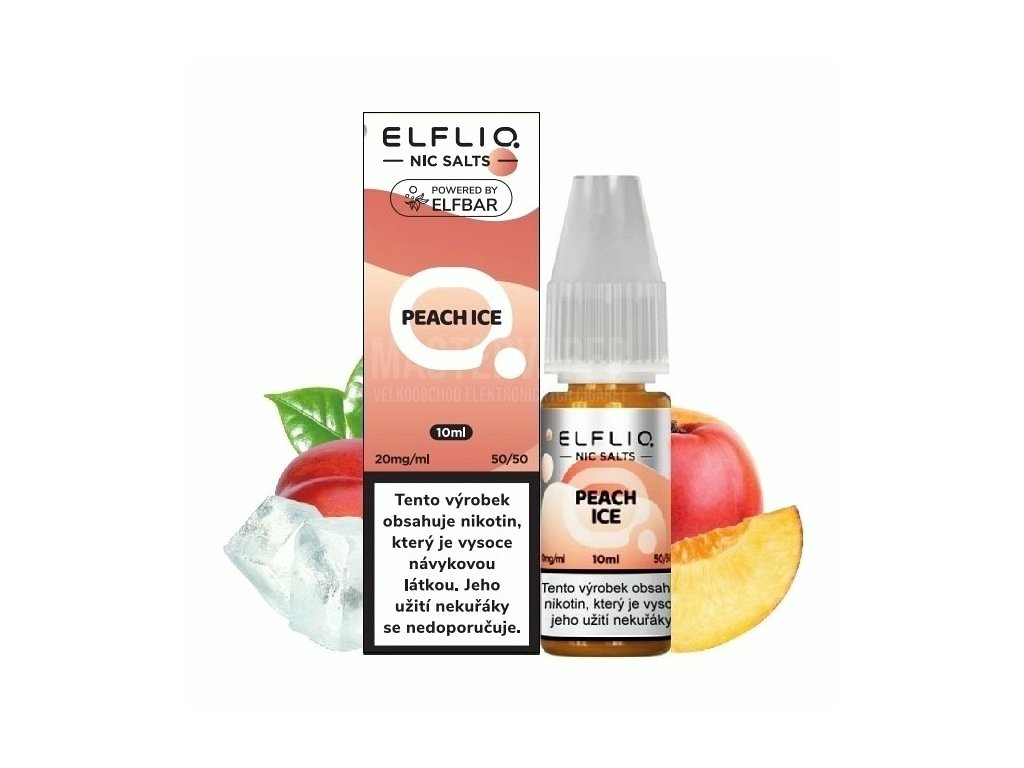 Elf Bar Elfliq - Salt e-liquid - Peach ICE - 10ml - 20mg, produktový obrázek.