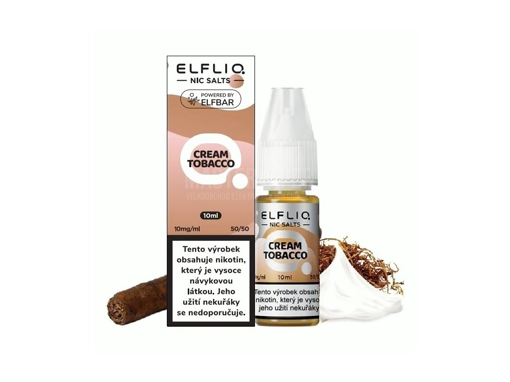 Elf Bar Elfliq - Salt e-liquid - Cream Tobacco - 10ml - 10mg, produktový obrázek.