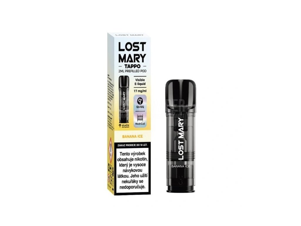 Lost Mary Tappo Pod - přednaplněná Cartridge - Banana ICE - 20mg, produktový obrázek.