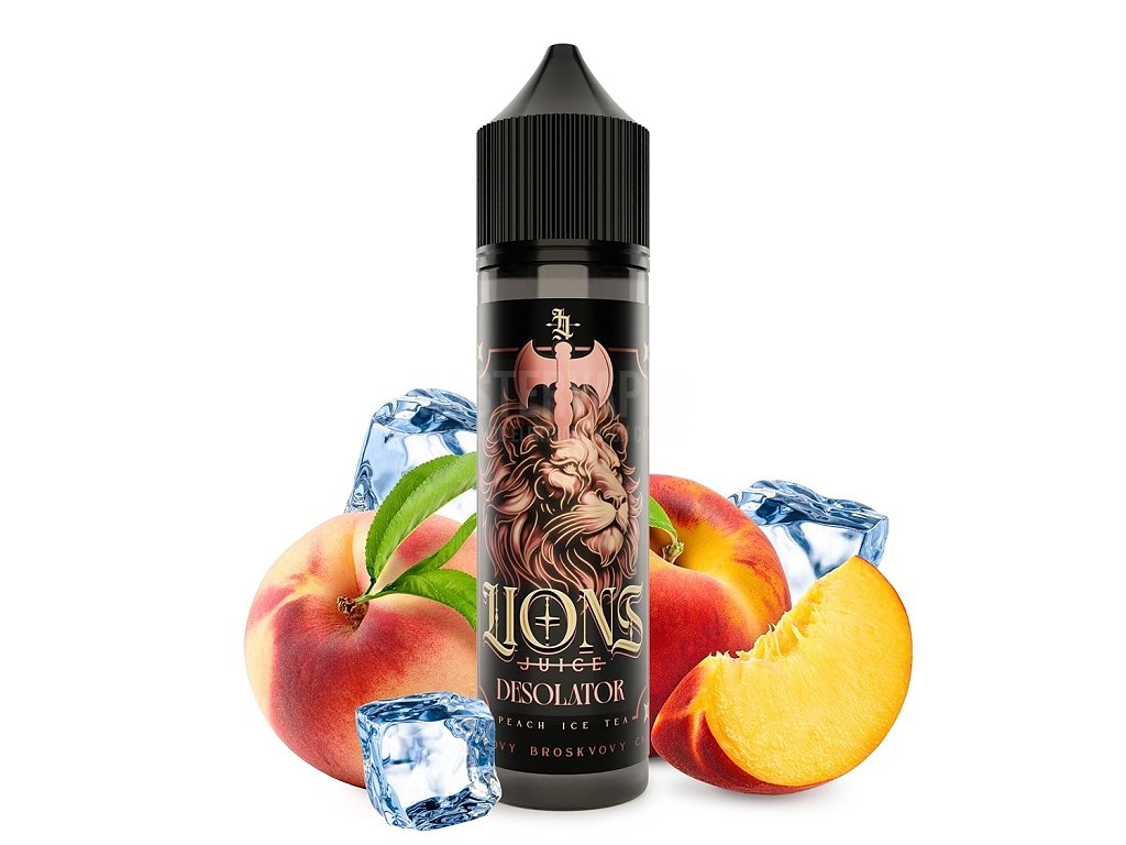 Lions Juice - S&V - Desolator (Ledový broskvový čaj) - 10ml, produktový obrázek.