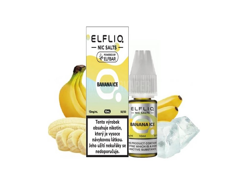 Elf Bar Elfliq - Salt e-liquid - Banana ICE - 10ml - 10mg, produktový obrázek.