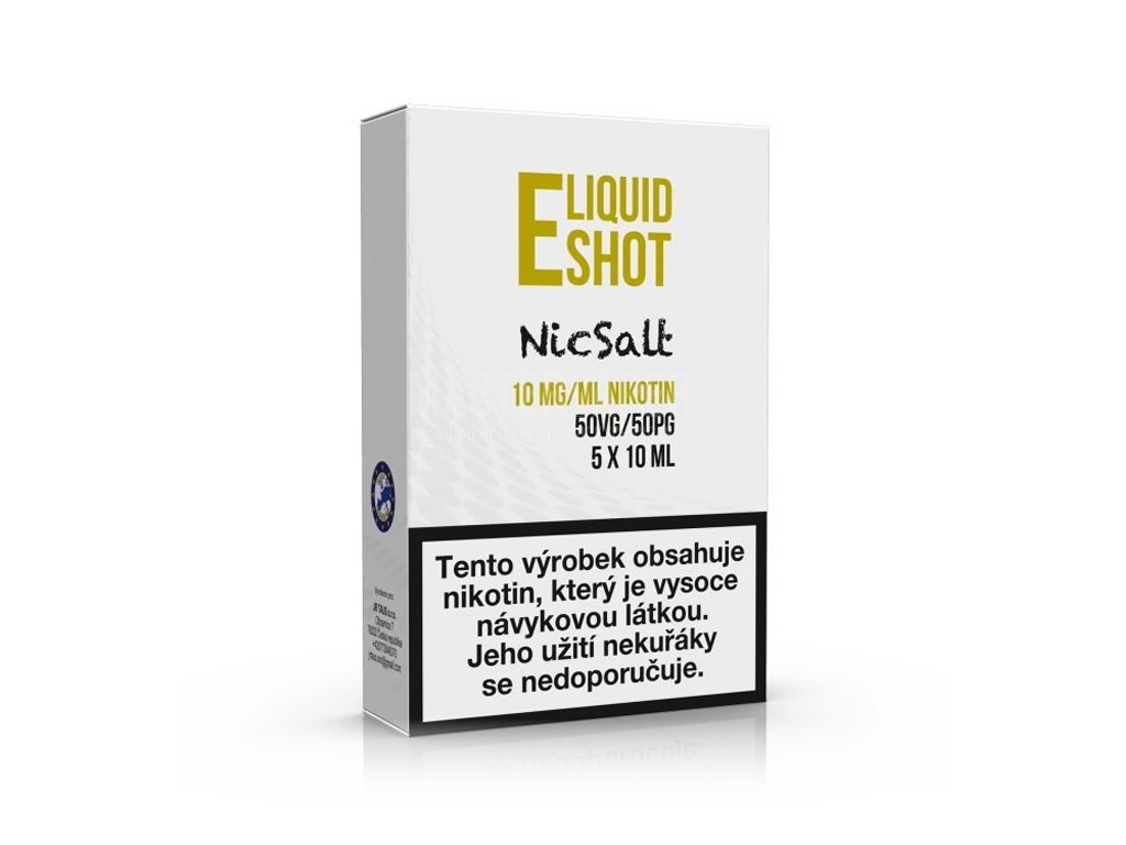E-liquid Shot - Booster - NicSalt - 50/50 - 10mg - 5x10ml, produktový obrázek.