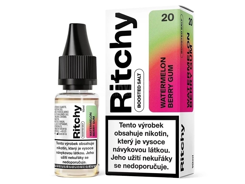 Ritchy - Salt e-liquid - Watermelon Berry Gum - 10ml - 20mg, produktový obrázek.