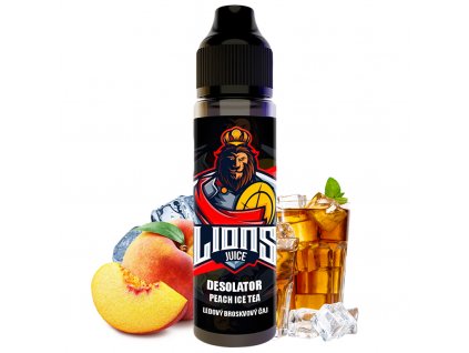 Lions Juice - S&V - Desolator (Ledový broskvový čaj) - 10ml, produktový obrázek.
