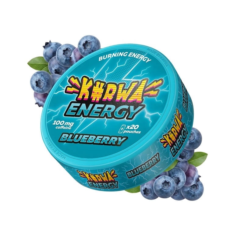 KURWA ENERGY BLUEBERRY kofeinové sáčky, 100 mg/sáček, 20 sáčků