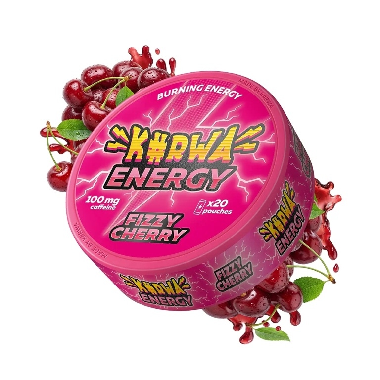 KURWA ENERGY FIZZY CHERRY kofeinové sáčky, 100 mg/sáček, 20 sáčků
