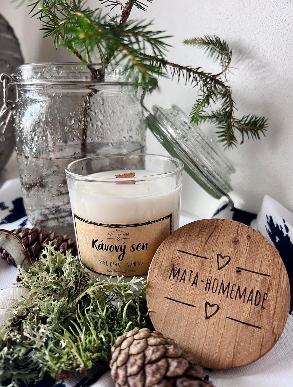 SÓJOVÁ SVÍČKA - KÁVOVÝ SEN - DŘEVĚNÉ VÍČKO