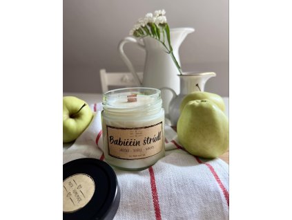 SÓJOVÁ SVÍČKA BABIČČIN ŠTRÚDL - (JABLÍČKO, SKOŘICE, VANILKA) 200ml
