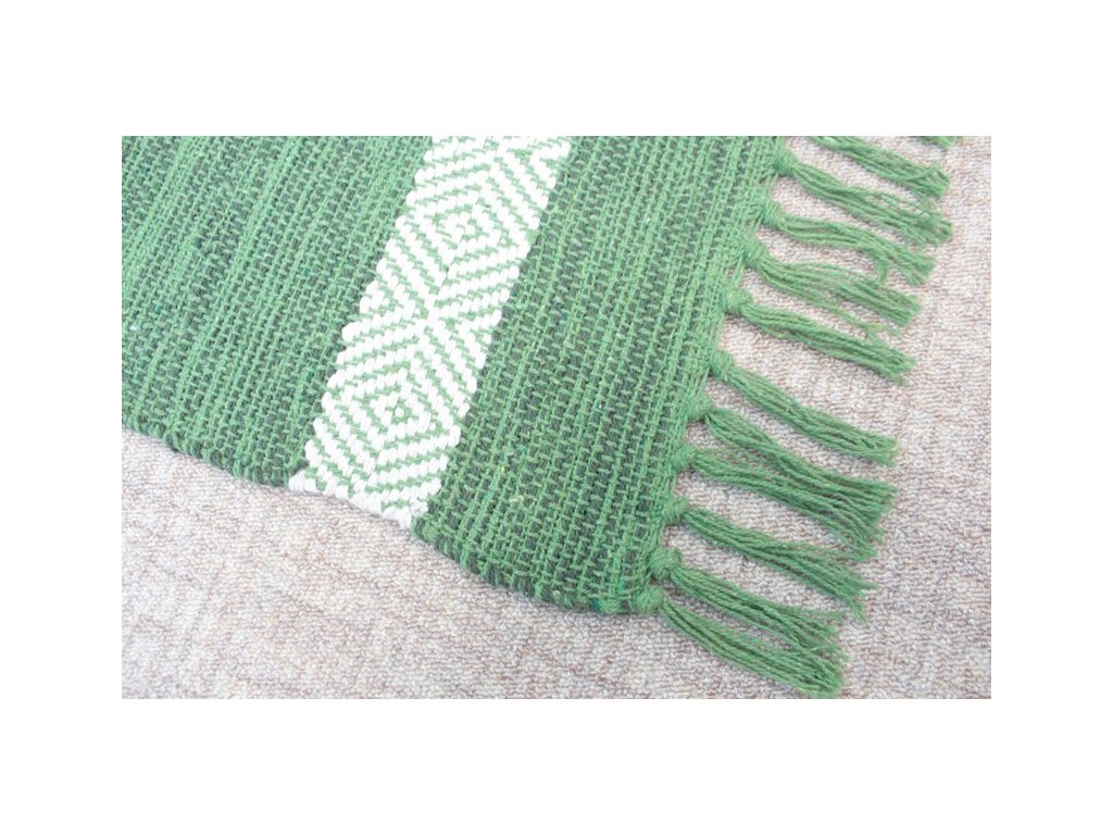 Bavlněný kobereček s třásněmi 50x80 cm zelený