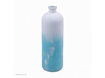 Skleněná váza FROSTED bílo/modrá 33 cm