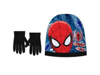 Dětská čepice s rukavicemi Spiderman Černá 52-54 cm Velikost (Barva Černá, Veľkosť 52-54 cm Veľkosť)