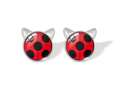 Dětské náušnice Kouzelná Beruška a Černý Kocour UNI Velikost (Barva Lady Bug, Veľkosť UNI Veľkosť)