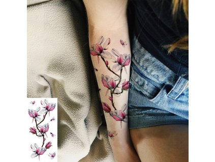 Dočasné tetování na tělo Magnolia (Poradie 21 x 10 cm)