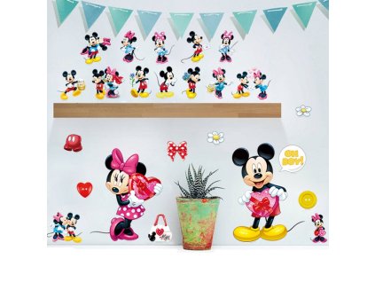 3D Nálepka na zeď - Mickey a Minnie Mouse (Barva Mix 1.)