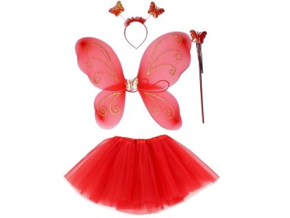 Karnevalový kostým Červený Motýlek Červená 3-6 let Velikost (Barva Červená, Veľkosť 3-6 rokov Veľkosť)