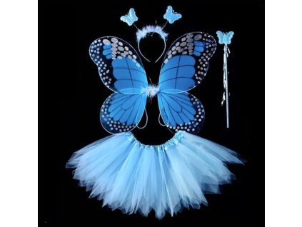 Karnevalový kostým Motýlek modrý S modrou sukní 2-6 let Velikost (Barva S modrou sukňou, Veľkosť 2-6 rokov Veľkosť)