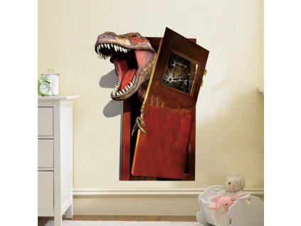 616 3d nalepka na zed zurivy dinosaurus