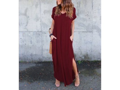 Letní šaty Linda (Barva Bordová, Veľkosť S Veľkosť)