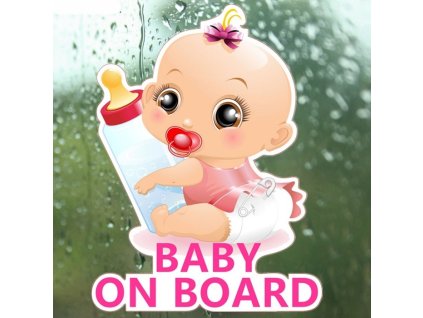 Nálepka na auto Baby on board - 2 druhy (Barva Dievčatko)
