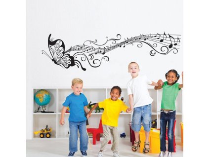 976 nalepka na zed cerny motyl music