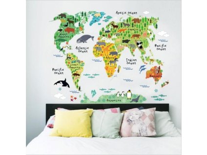 235 nalepka na zed detska mapa sveta