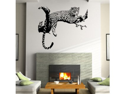 721 nalepka na zed leopard na strome