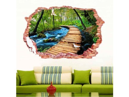 835 3d nalepka na zed cesta pralesem