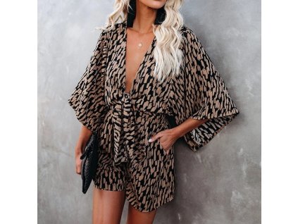 Sexy letní overal Perl Hnědo-černá (Barva Hnedo-čierna, Veľkosť S Veľkosť)