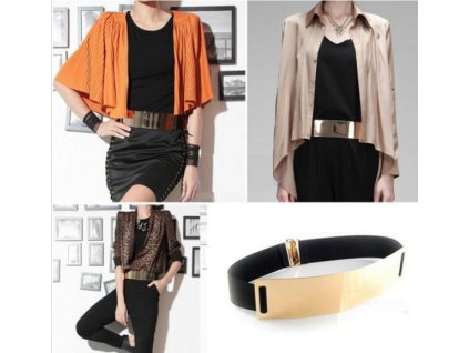 Široký zlatý pásek (Barva Černá, Veľkosť 6 cm Veľkosť)