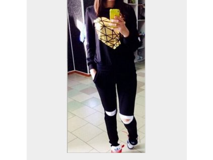 Černá tepláková souprava Gold Heart (Barva Černá, Veľkosť S Veľkosť)