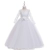 Dětské společenské šaty s dlouhým rukávem Bílá (Barva Bílá, Veľkosť 150 Veľkosť)