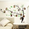 391 3d nalepka na zed strom cerny se zelenymi listy doleva 170x120cm