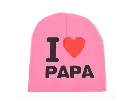 Detská bavlnená čiapka s nápisom I love mama, I love papa (Farba Ružová II., Veľkosť UNI Veľkosť)
