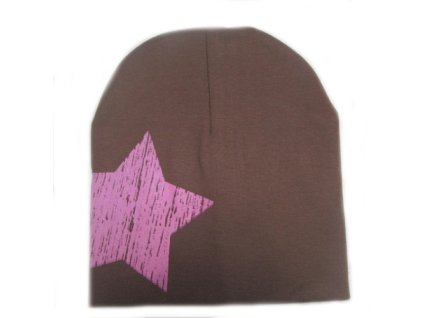 Detská bavlnená čiapka Star - 7 farieb Hnedá UNI Veľkosť (Farba Hnedá, Veľkosť UNI Veľkosť)