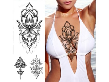 Dočasné tetovanie na telo čierna Mandala - 3 druhy (Porádie 1)