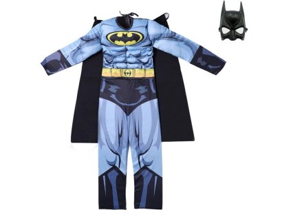 Karnevalový kostým Batman so svalmi (Farba Sivá, Veľkosť 125-135cm Veľkosť)