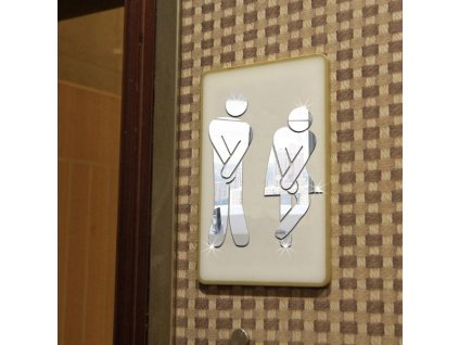 Metalická nálepka na WC Man&Woman (Farba Strieborná)