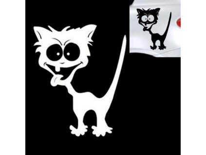 Nálepka na auto Crazy cat (Farba Strieborná)