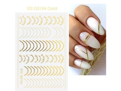 Nálepky na nechty Zlaté a strieborné pásky (Poradie Zlatá)