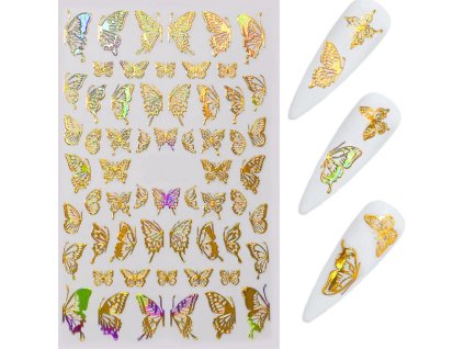 Nálepky na nechty- Motýle zlaté alebo strieborné (Poradie Zlatá)