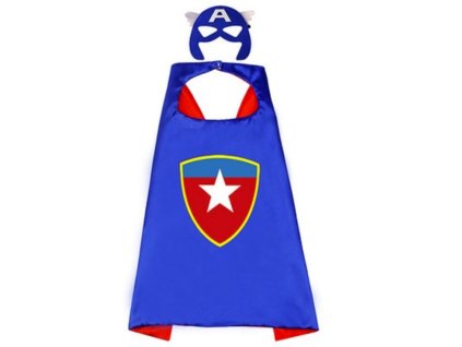 Plášť+Maska Kapitán Amerika (Farba Modrá, Veľkosť UNI Veľkosť)
