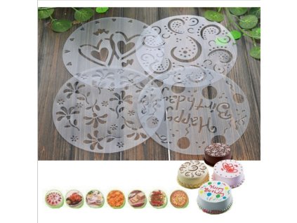 Šablóny na zdobenie torty (Porádia 4 kusy)