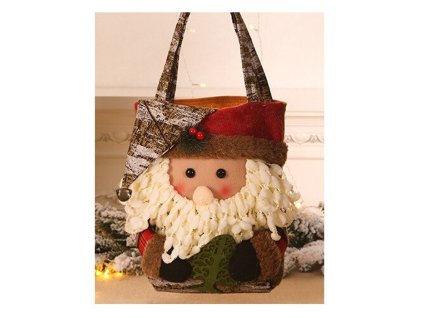 Vianočná textilná taška s rolničkou - 3 druhy (Poradie Santa)
