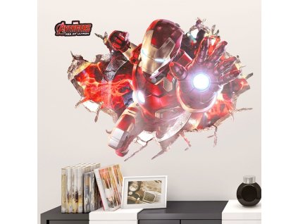 1012 3d nalepka na stenu iron man v stene