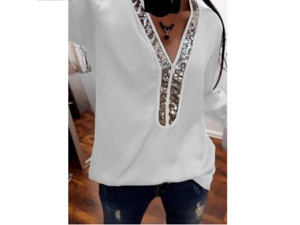 Dámska blúzka Sequins (Farba Biela, Veľkosť S Veľkosť)